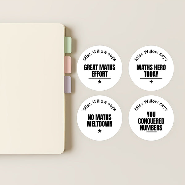 Personalised Teen Maths Stickers – Minimalist Funny Classroom Reward Labels