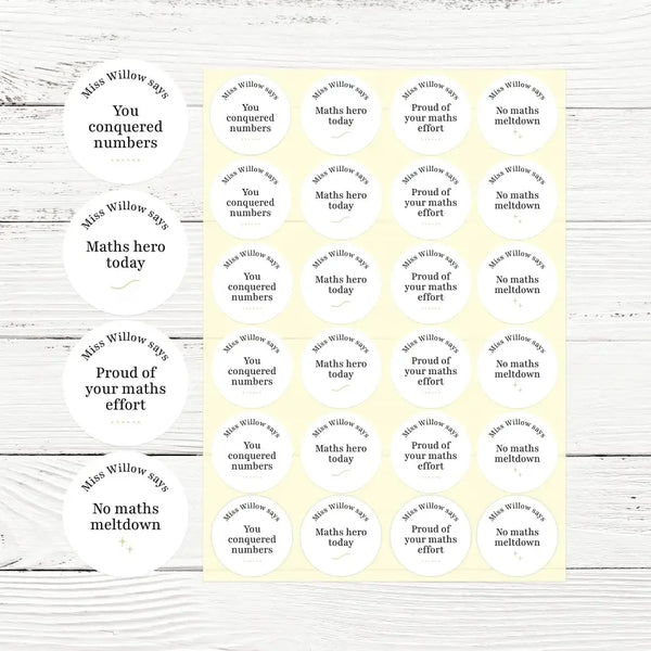 Personalised Teen Maths Stickers – Minimalist Funny Maths Reward Stickers for High School Teachers - Sticksy Prints Australia