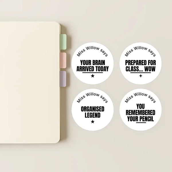 Personalised Teen Organisation Stickers – Funny Minimalist Teacher Reward Stickers - Sticksy Prints Australia