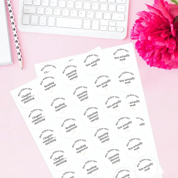 Personalised Teen Reading Stickers – Minimalist Funny Literacy Reward Stickers for High School Teachers - Sticksy Prints Australia