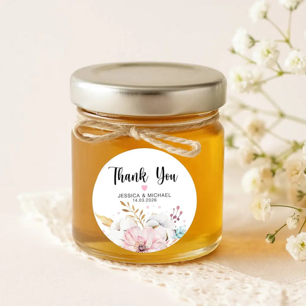 Personalised Thank You Wedding Stickers – Blush Floral Design