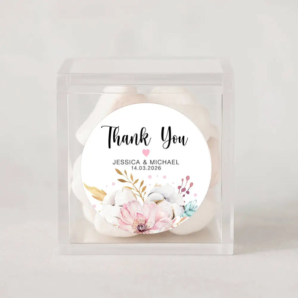 Personalised Thank You Wedding Stickers – Blush Floral Design