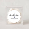 Personalised Thank You Wedding Stickers – Classic Script with Navy Heart - Sticksy Prints Australia