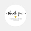 Personalised Thank You Wedding Stickers – Elegant Script with Gold Heart