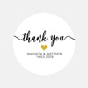 Personalised Thank You Wedding Stickers – Elegant Script with Gold Heart - Sticksy Prints Australia