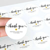Personalised Thank You Wedding Stickers – Elegant Script with Gold Heart
