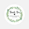 Personalised Thank You Wedding Stickers – Green Leaf Wreath Design - Sticksy Prints Australia