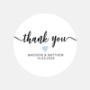 Personalised Thank You Wedding Stickers – Modern Script with Blue Heart - Sticksy Prints Australia