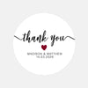 Personalised Thank You Wedding Stickers – Modern Script with Burgundy Heart - Sticksy Prints Australia