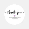 Personalised Thank You Wedding Stickers – Modern Script with Lilac Heart - Sticksy Prints Australia