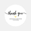 Personalised Thank You Wedding Stickers – Modern Script with Pastel Yellow Heart - Sticksy Prints Australia