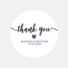 Personalised Thank You Wedding Stickers – Modern Script with Purple Heart - Sticksy Prints Australia
