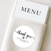 Personalised Thank You Wedding Stickers – Modern Script with Purple Heart