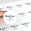 Personalised Thank You Wedding Stickers – Modern Script with Purple Heart - Sticksy Prints Australia