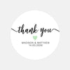 Personalised Thank You Wedding Stickers – Modern Script with Sage Green Heart - Sticksy Prints Australia