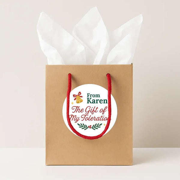 Personalised The Gift of My Toleration Christmas Stickers Labels - Sticksy Prints Australia