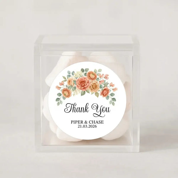 Personalised Wedding Thank You Stickers | Apricot Rose Floral Design - Sticksy Prints Australia