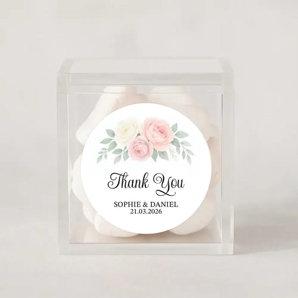 Personalised Wedding Thank You Stickers | Blush & Ivory Rose Floral Design - Sticksy Prints Australia