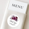 Personalised Wedding Thank You Stickers | Burgundy & Plum Floral Design
