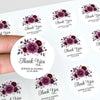 Personalised Wedding Thank You Stickers | Burgundy & Plum Floral Design