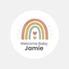 Personalised Welcome Baby Rainbow Stickers – Scandi Pastel Gender-Neutral Favour Labels - Sticksy Prints Australia
