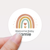 Personalised Welcome Baby Rainbow Stickers – Scandi Pastel Gender-Neutral Favour Labels