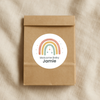 Personalised Welcome Baby Rainbow Stickers with Hanging Stars – Scandi Pastel Gender-Neutral Favour Labels