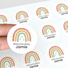 Personalised Welcome Baby Rainbow Stickers with Hanging Stars – Scandi Pastel Gender-Neutral Favour Labels - Sticksy Prints Australia