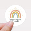 Personalised Welcome Baby Rainbow Stickers with Sunshine Rays – Scandi Pastel Gender-Neutral Favour Labels - Sticksy Prints Australia