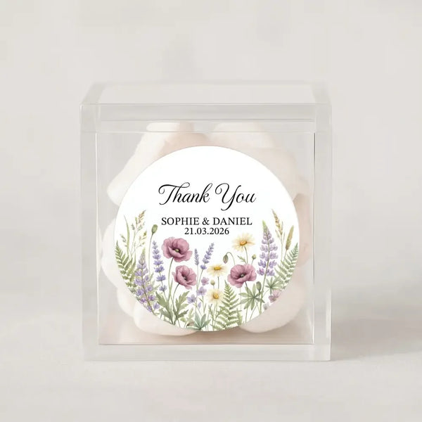 Personalised Wildflower Wedding Thank You Stickers | Rustic Meadow Favour Labels - Sticksy Prints Australia