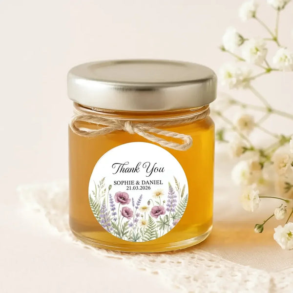 Personalised Wildflower Wedding Thank You Stickers | Rustic Meadow Favour Labels - Sticksy Prints Australia