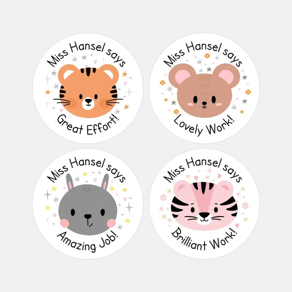Personalised Woodland Animal Teacher Reward Stickers - Sticksy Prints Australia