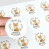 Personalised Woodland Fox Baby Shower Thank You Stickers – Watercolour Forest Favour Labels - Sticksy Prints Australia