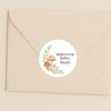 Personalised Woodland Mushroom Welcome Baby Stickers – Watercolour Forest Gender-Neutral Favour Labels