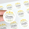Personalised Yellow Daisy Bridal Shower Stickers – Custom Name & Date – Watercolour Floral Favour Labels - Sticksy Prints Australia