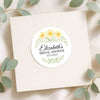Personalised Yellow Daisy Bridal Shower Stickers – Custom Name & Date – Watercolour Floral Favour Labels