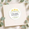 Personalised Yellow Daisy Bridal Shower Stickers – Custom Name & Date – Watercolour Floral Favour Labels - Sticksy Prints Australia