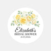 Personalised Yellow Rose Bridal Shower Stickers – Custom Name & Date – Watercolour Floral Favour Labels