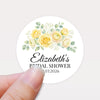 Personalised Yellow Rose Bridal Shower Stickers – Custom Name & Date – Watercolour Floral Favour Labels