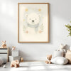 Polar Bear Nursery Wall Art Print | Woodland Animal Watercolour | Digital Download - Sticksy Prints Australia
