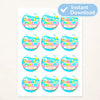 Pool Party Cupcake Toppers Printable | Editable Name Canva Template | Kids Birthday Party Decorations - Sticksy Prints Australia