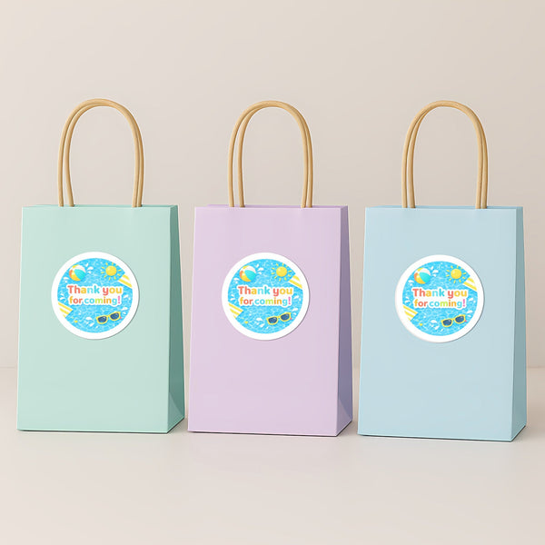 Pool Party Thank You Stickers for Kids | Summer Birthday Party Favour Labels
