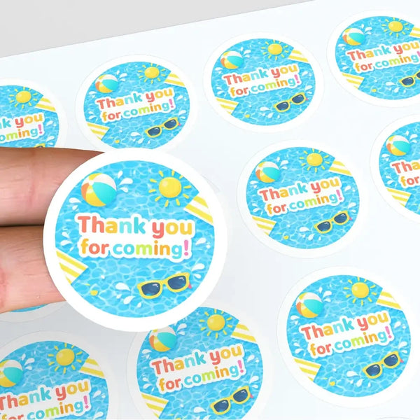 Pool Party Thank You Stickers for Kids | Summer Birthday Party Favour Labels - Sticksy Prints Australia