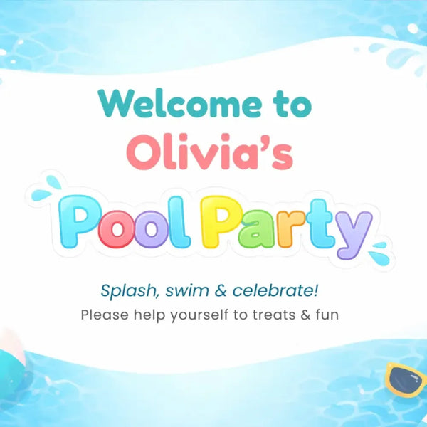 Pool Party Welcome Sign Printable | Editable Canva Template | Kids Pool Party Sign | A3 A4 US Letter - Sticksy Prints Australia