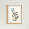 Raccoon Nursery Wall Art Print – Woodland Animal Watercolour (Digital Download) - Sticksy Prints Australia