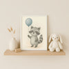 Raccoon Nursery Wall Art Print – Woodland Animal Watercolour (Digital Download)