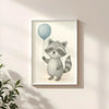 Raccoon Nursery Wall Art Print – Woodland Animal Watercolour (Digital Download) - Sticksy Prints Australia