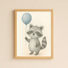 Raccoon Nursery Wall Art Print – Woodland Animal Watercolour (Digital Download)