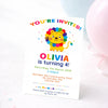 Rainbow Lion Birthday Invitations | Personalised Kids Party Invites | 4×6 Printed - Sticksy Prints Australia