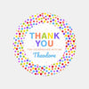 Rainbow Polka Dot Thank You Stickers – Custom Name Kids Birthday Party Favour Labels - Sticksy Prints Australia